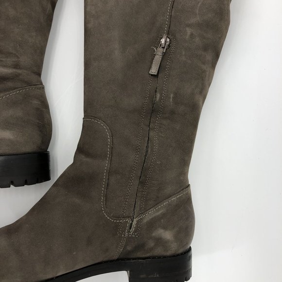 Cole Haan Nike Air Waterproof Knee High Boots Weathered Suede Leather Brown Lace - Picture 4 of 16